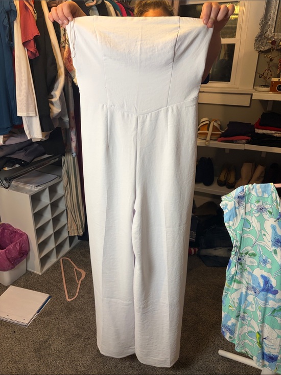 Abercrombie & Fitch Pants - Abercrombie & Fitch White Strapless Wide-Leg Jumpsuit